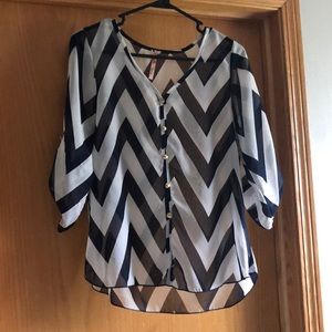 Blue and white striped blouse